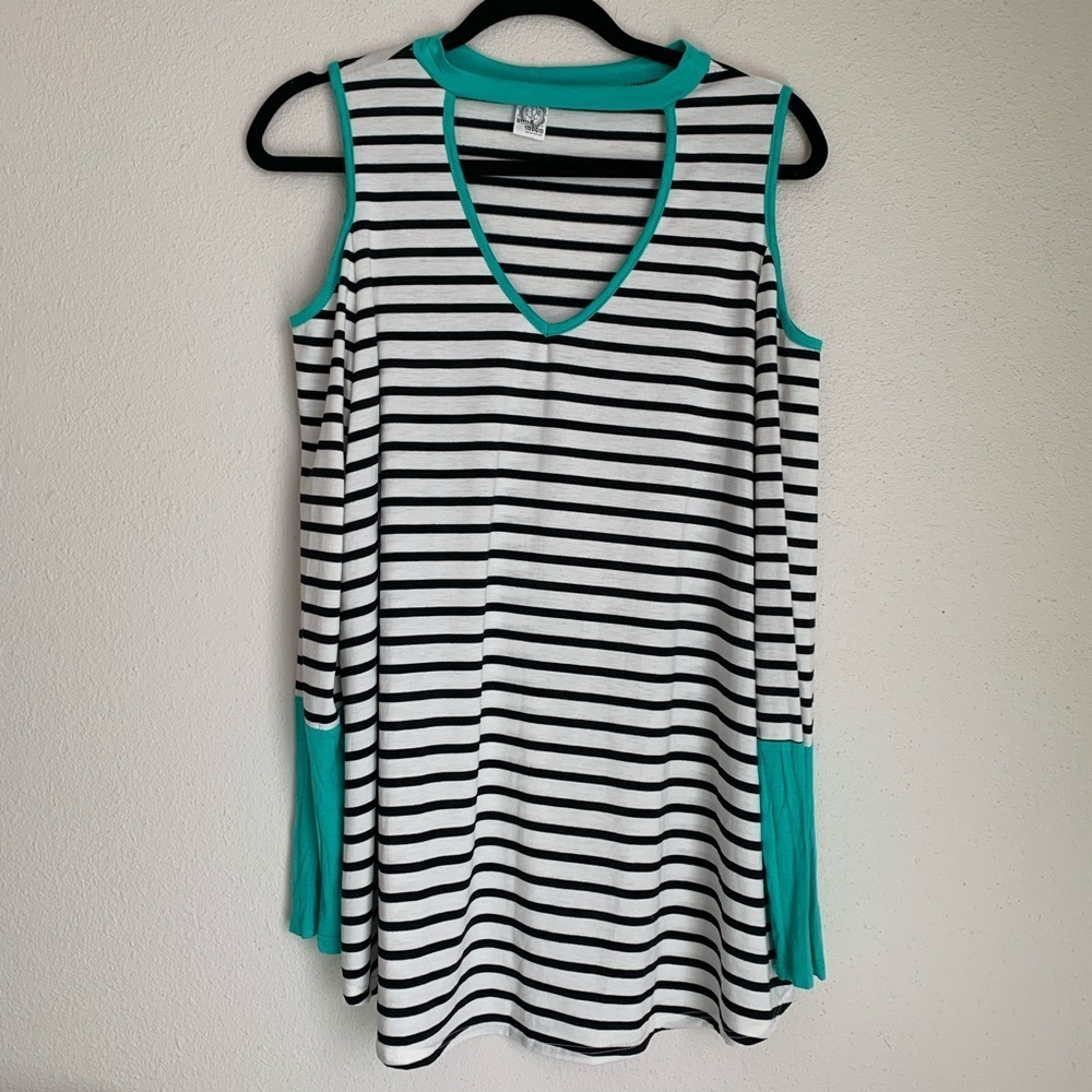 Sun and Moon striped cold shoulder long sleeve L